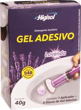 1801 gel adesivo higisol aplicador  refil 6 discos  lavanda 40g